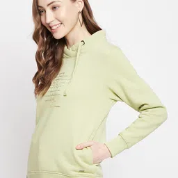 Crimsoune Club Women Olive Green Printed Pullover Sweatshirt image 4