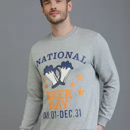 TQS Men Grey Printed Fleece Sweatshirt image 4