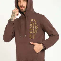 GUESS Typography Printed Hooded Neck Long Sleeves Pullover Sweatshirt image 4