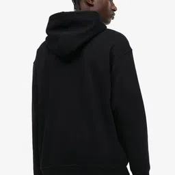 MISCHIEF MONKEY Typography Printed Ribbed Hooded Oversized Pullover Sweatshirt image 5