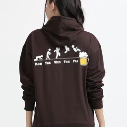 SILISOUL Women Printed Hooded Sweatshirt image 2