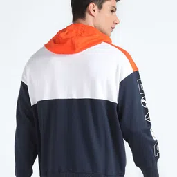 Flying Machine Colourblocked Hooded Front Open Pure Cotton Sweatshirt image 4