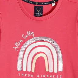 Allen Solly Junior Girls Pink Printed with Sequin Sweatshirt image 3