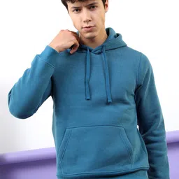 HIGHLANDER Men Teal Hooded Sweatshirt image 4