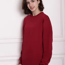 Imsa Moda Typography Printed Round Neck Fleece Oversized Sweatshirt image 4