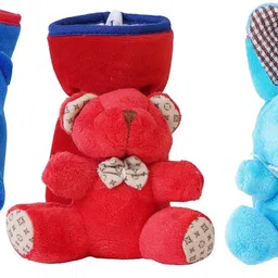 da anushi Soft Velvet Plush Stretchable Baby Feeding Bottle Cover With Easy To Hold Strap For Newborn/Toddler Babies-With Cute Attractive Cartoon Toy-Pack of 2 (60-125 ML) (Multicolor)-picture-20