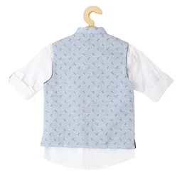 CAVIO Boys Printed Partywear Nehru Jacket With Shirt & Brooch image 4