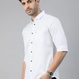 majestic man Men Slim Fit Solid Spread Collar Casual Shirt image 4
