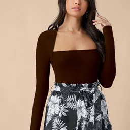 kvinner Casual Regular Sleeves Solid Women Brown Top-picture-28