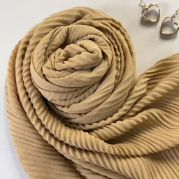 thecartmaxx Self Design Georgette Women Gold Scarf image 2