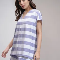 basics by tokyo talkies Tokyo Talkies Striped Top With Shorts Co-Ords image 2