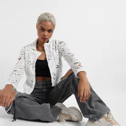 Campus Sutra Floral Self Design Spread Collar Windcheater Tailored Jacket image 3