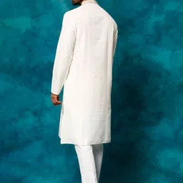 VASTRAMAY Mandarin Collar Thread Work Straight Kurta With Pyjamas image 5