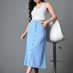 DressBerry Ribbed Embellished A-Line Midi Slit Skirt image 4