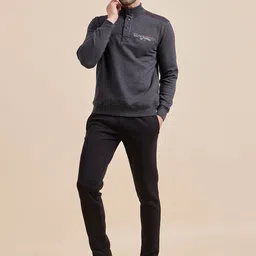 Sweet Dreams Charcoal & Black Printed Mock-Collar Tracksuit image 2