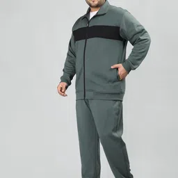 CHKOKKO Plus Size Colourblocked Mock Collar Long Sleeves Sports Tracksuit image 5