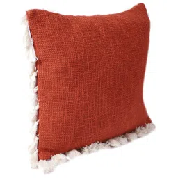 ambbi collections Orange Solid Cotton 62x66 Inches Sofa Throw with Cushion Cover image 4