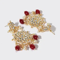 SOHI Gold-Plated Kundan-Studded & Beaded Necklace & Earrings Set image 5