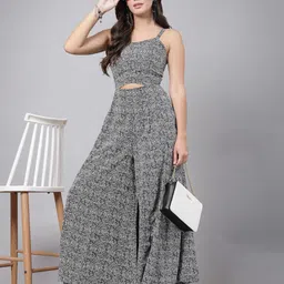 RAASSIO Animal Or Skin Printed Shoulder Straps Sleeveless Basic Jumpsuit image 3