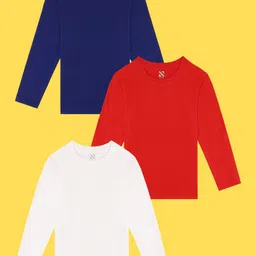 NUSYL Boys White & Red Pack Of 3 Solid T-shirt image 2