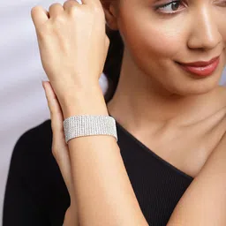 rubans voguish Rubans Women Voguish Silver Plated AD Stone Studded Bracelet image 4