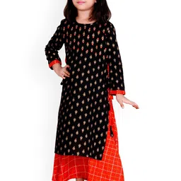 BAESD Girls Ethnic Motifs Embroidered Thread Work Kurta With Skirt image 2