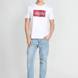 Flying Machine Typography Printed Short Sleeves Pure Cotton T-shirt image 4