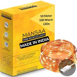 mansaa 100 LEDs 10 m Yellow Steady Water Drop Rice Lights-picture-13