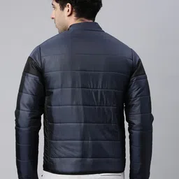 Proline Active Men Navy Blue Solid Mock Collar Padded Jacket image 5