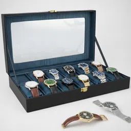 fravy Exclusive Men's and Women's Watch Box Holder Organizer Case in Black color Watch Box-picture-15
