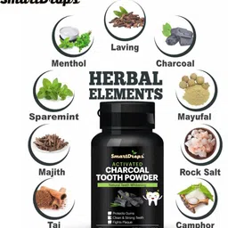 smartdrops Charcoal Teeth Whitening Powder - Natural Stain Remover with Mint Flavor Teeth Whitening Kit image 2