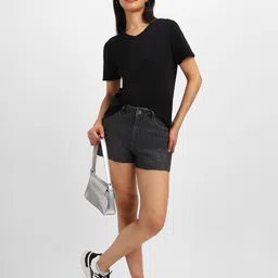 JUNEBERRY Women V-Neck Raw Edge T-shirt image 5