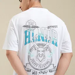 HIGHLANDER Men Graphic Printed Graphic Print Others Round Neck Cotton Oversized T-Shirt image 5