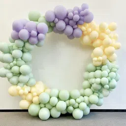 soi Solid Pastel Birthday Decoration Item Balloons - Green ,Purple ,Yellow Balloon-picture-12