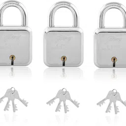 godrej locks Square Padlock with 6 Levers and 4 Keys (Pack of 3) Padlock-picture-12