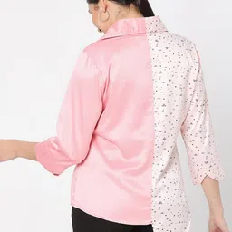 Smarty Pants Plus Size Women Pink Silk Satin High Low Casual Shirt image 3