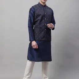Jompers Men Woven Design Mandarin Collar Nehru Jackets image 2