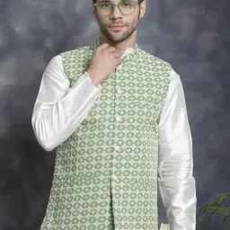 Jompers Embroidered Mandarin Collar Nehru Jacket image 4