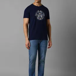 Louis Philippe Jeans Floral Printed Crew Neck Cotton Slim Fit T-shirt image 5