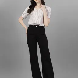 kinjo Casual Puff Sleeves Striped Women White Top image 2