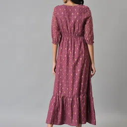 AURELIA Maroon Ethnic Motifs A-Line Maxi Dress image 5