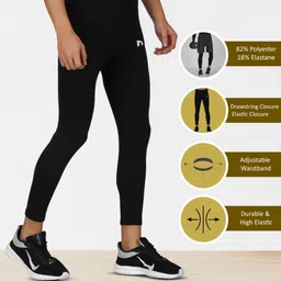 never lose Solid Men Black Tights image 3