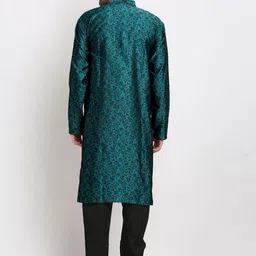 Jompers Men Green & Black Kurta with Pyjamas image 5