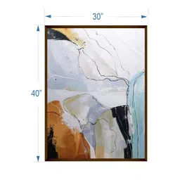 The Art House Blue & White Abstract Painting Wall Art Brown Frame image 5