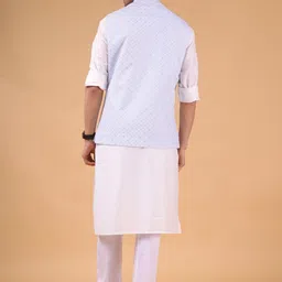 SHIWAM ETHNIX Geometric Printed Cotton Linen Nehru Jacket image 3