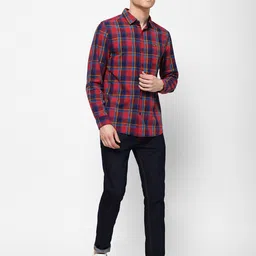 Wrangler Men Red Slim Fit Tartan Checks Checked Casual Shirt image 5