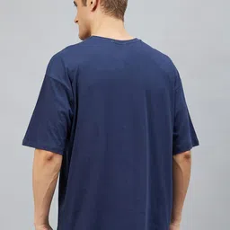 CHIMPAAANZEE Men Blue Round Neck Oversize T-shirt image 2