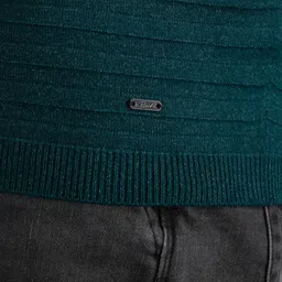 Petrol Self Design Striped Pullover image 5