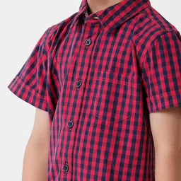 KATE & OSCAR Boys Red Standard Checked Pure Cotton Casual Shirt image 2