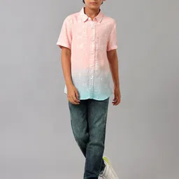 UNDER FOURTEEN ONLY Boys Abstract Printed Ombre Cotton Casual Shirt image 5